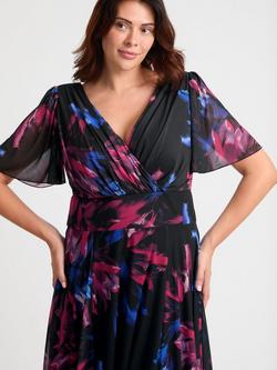 Scarlett & Jo Isabelle Floral Float Sleeve Maxi Dress - view 2, Black/Pink