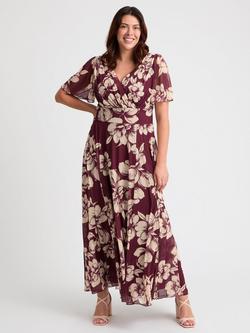 Scarlett & Jo Isabelle Float Sleeve Maxi Dress, Burgundy/Cream