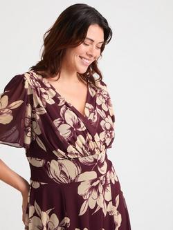 Scarlett & Jo Isabelle Float Sleeve Maxi Dress - view 2, Burgundy/Cream