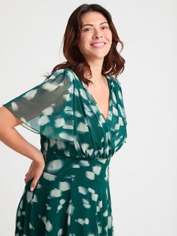 Scarlett & Jo Isabelle Abstract Spot Float Sleeve Maxi Dress - view 2, Dark Green/Cream