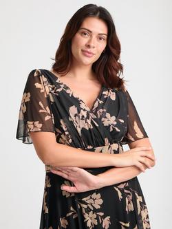 Scarlett & Jo Isabelle Floral Float Sleeve Maxi Dress - view 2, Vintage Black/Cream