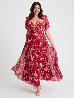 Scarlett & Jo Kemi Floral Bolero Wrap Bodice Maxi Dress, Red/Cream