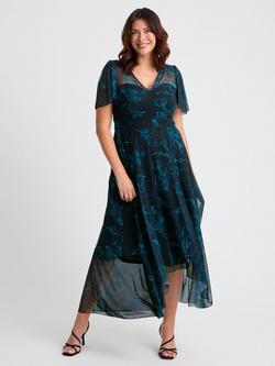 Scarlett & Jo Tilly Floral Hi-Lo Dress, Black/Teal