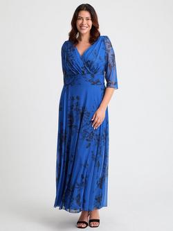 Scarlett & Jo Verity Floral Wrap Maxi Dress, Blue/Black, Blue/Black