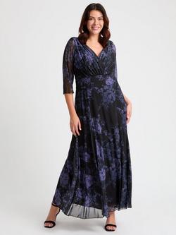 Scarlett & Jo Verity Floral Wrap Maxi Dress, Black/Violet, Black/Violet
