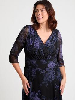 Scarlett & Jo Verity Floral Wrap Maxi Dress, Black/Violet - view 2, Black/Violet