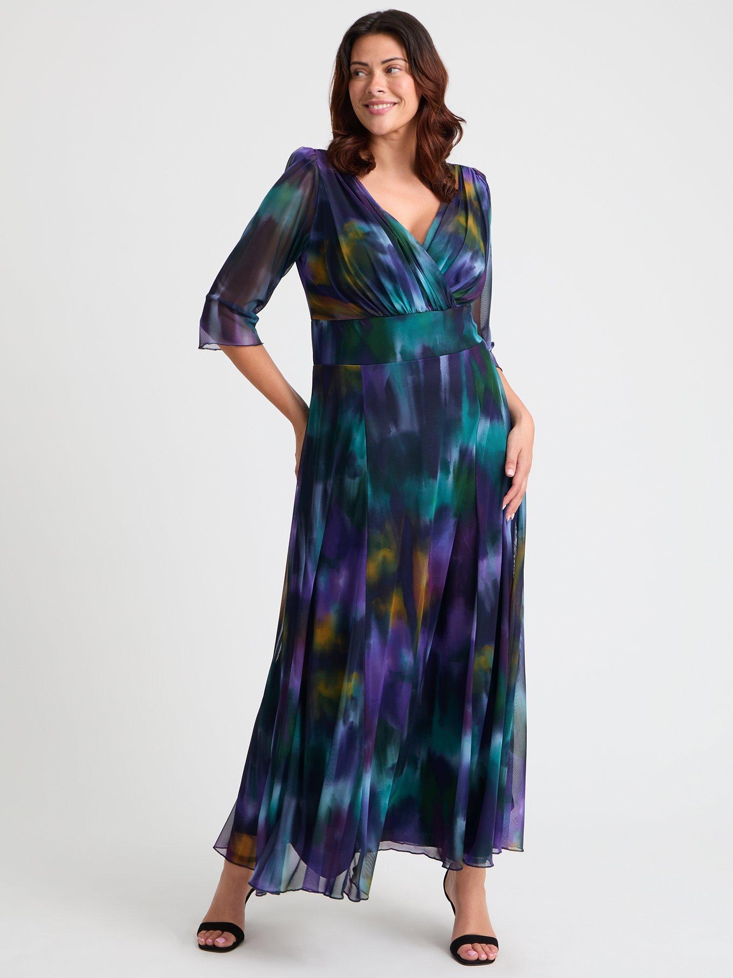 Product image 1 of 4, which shows Scarlett & Jo Verity Abstract Wrap Maxi Dress, Navy/Multi, 12
