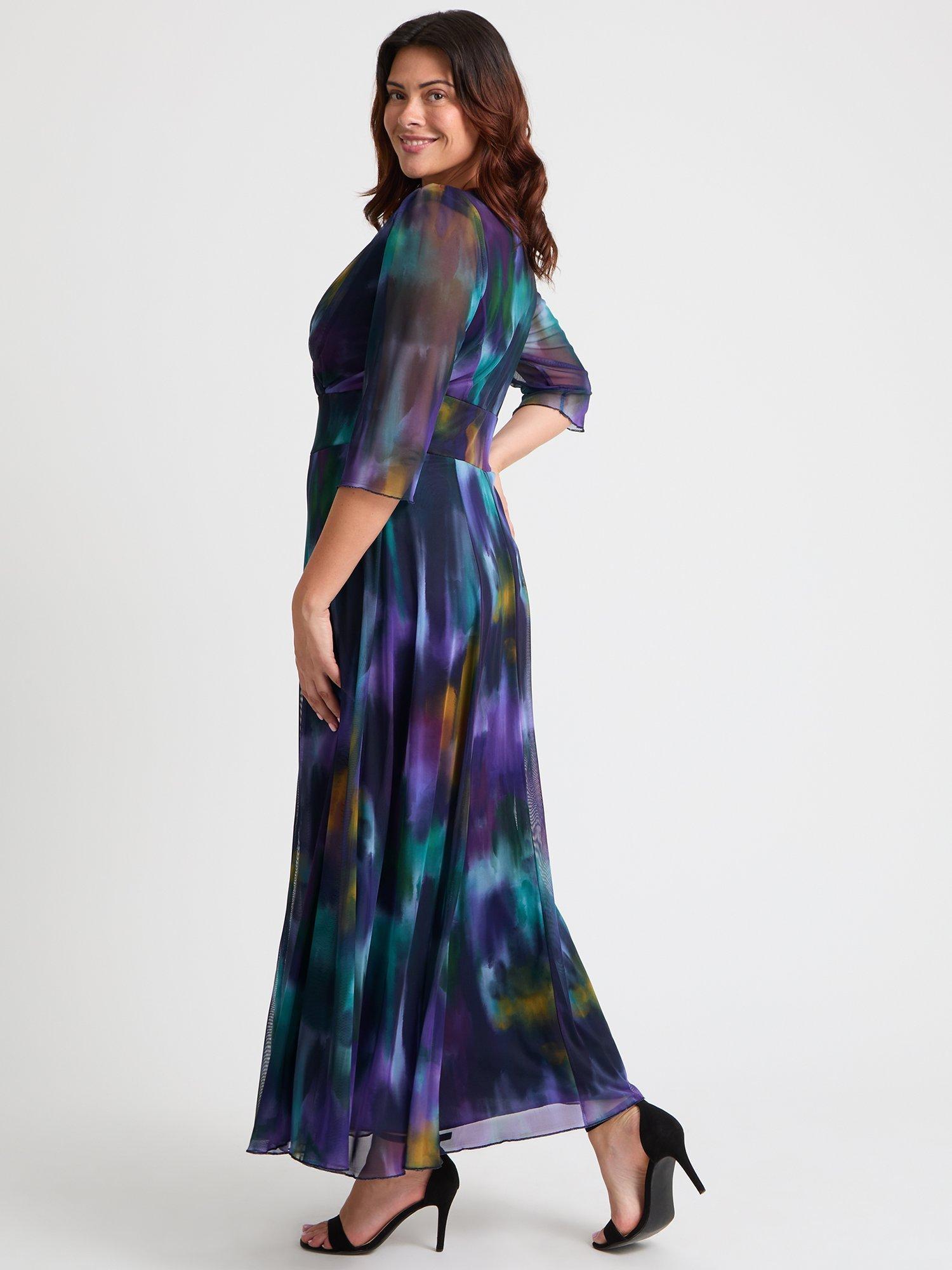 Product image 3 of 4, which shows Scarlett & Jo Verity Abstract Wrap Maxi Dress, Navy/Multi, 12