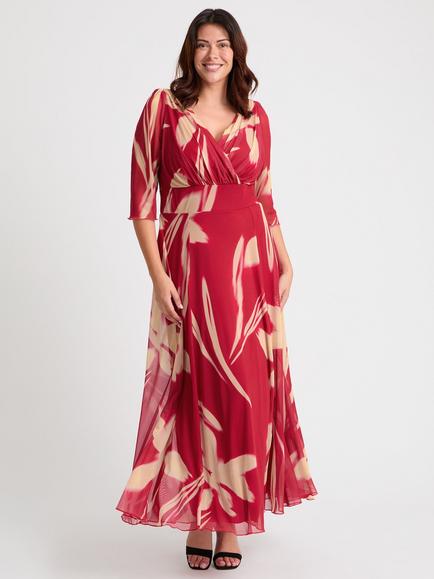 Scarlett & Jo Verity Abstract Wrap Maxi Dress, Red/Cream