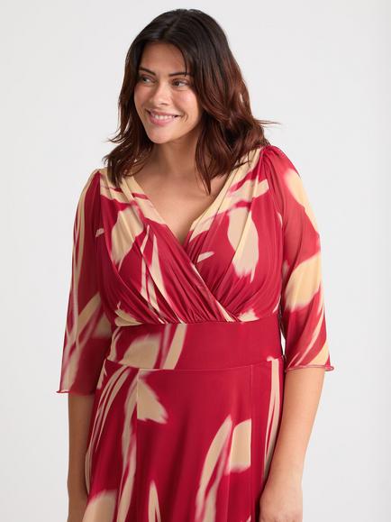 Scarlett & Jo Verity Abstract Wrap Maxi Dress - view 2, Red/Cream