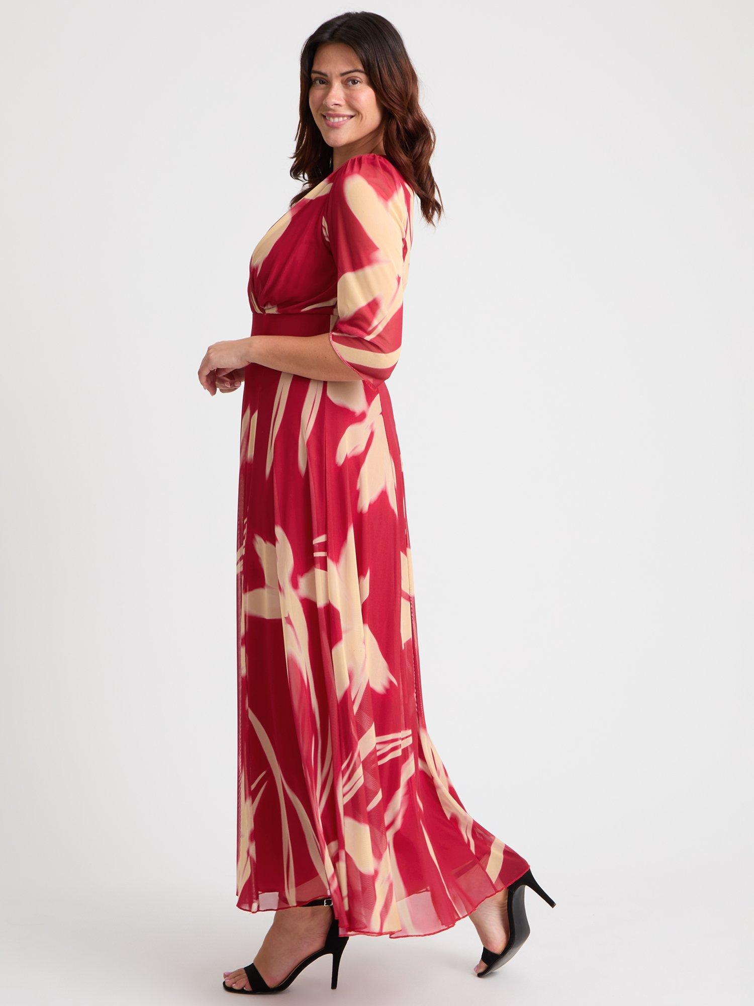 Product image 3 of 4, which shows Scarlett & Jo Verity Abstract Wrap Maxi Dress, Red/Cream, 16