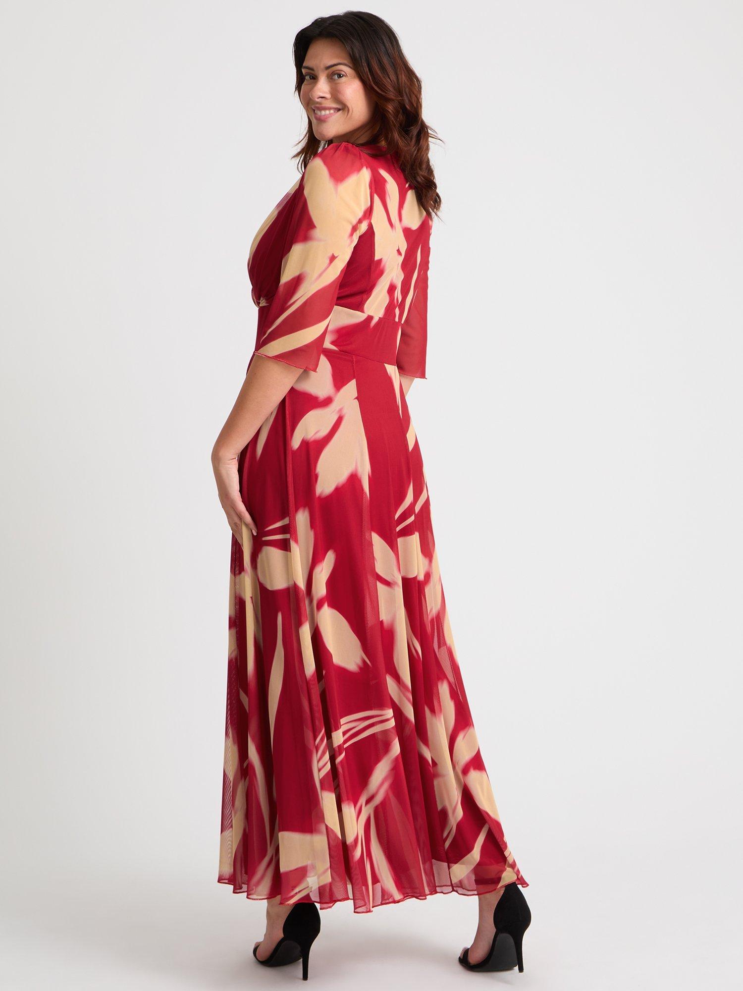 Product image 4 of 4, which shows Scarlett & Jo Verity Abstract Wrap Maxi Dress, Red/Cream, 16