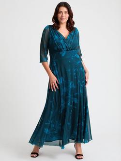 Scarlett & Jo Verity Abstract Floral Wrap Dress, Teal, Teal
