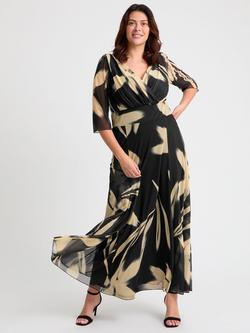 Scarlett & Jo Verity Abstract Wrap Maxi Dress, Vintage Black/Cream