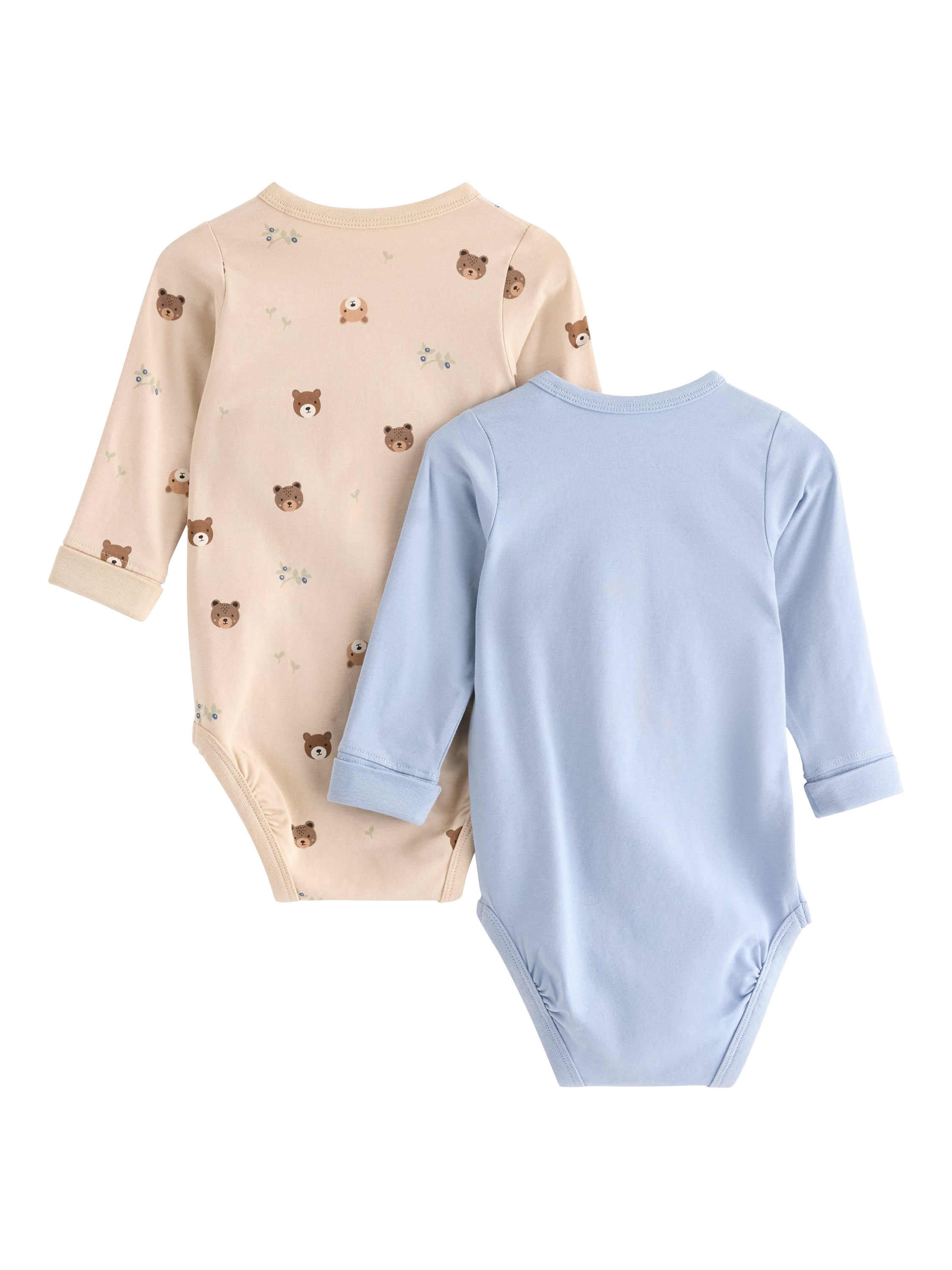 Lindex Baby Bear Long Sleeve Bodysuits, Pack of 2, Light Dusty Blue