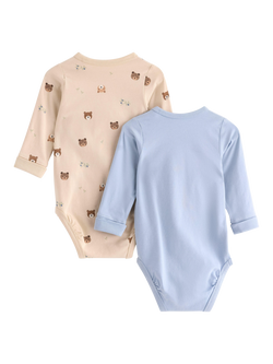Lindex Baby Bear Long Sleeve Bodysuits, Pack of 2, Light Dusty Blue - view 2, Light Dusty Blue
