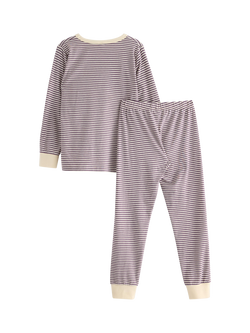 Lindex Baby Flower Striped Pyjama Set, Light Dusty Lilac - view 2, Light Dusty Lilac