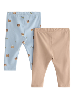 Lindex Baby Bear Print Leggings, Pack of 2, Light Dusty Blue - view 2, Light Dusty Blue