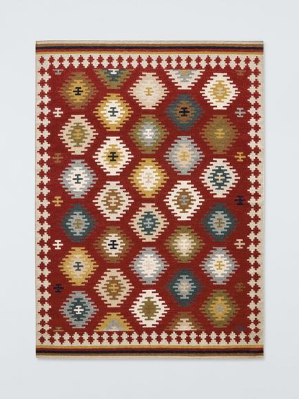 John Lewis Ediz Kelim Hand Woven Wool Rich Rug, Deep Red, Deep Red