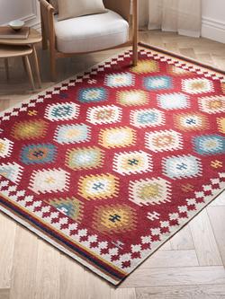John Lewis Ediz Kelim Wool Rich Rug, Deep Red - view 2, Deep Red