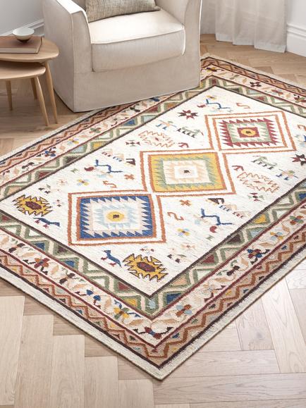 John Lewis Nadia Motif Kelim Flatweave Wool Rich Rug, Multi - view 2, Multi