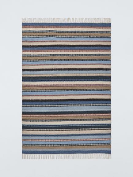 John Lewis Somerton Wool Rich Ladder Stripe Flatweave Rug, Blue