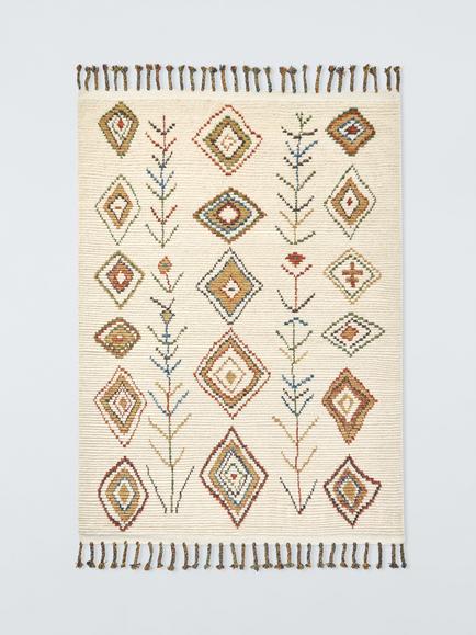 John Lewis Zahar Berber Wool Rich Hand Woven Rug, White/Multi, White/Multi