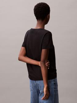 Calvin Klein Archive Logo V-Neck T-Shirt - view 2, Black