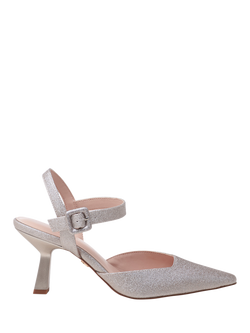 Paradox London Tempest Flared Heel Ankle Strap Court Shoes, Champagne, Champagne