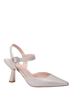 Paradox London Tempest Flared Heel Ankle Strap Court Shoes, Champagne - view 2, Champagne