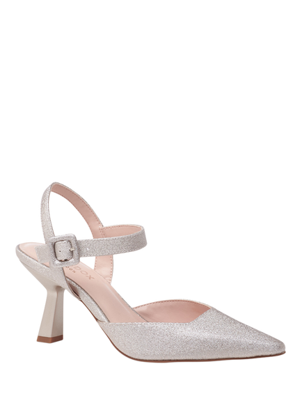 Paradox London Tempest Flared Heel Ankle Strap Court Shoes, Champagne - view 2, Champagne