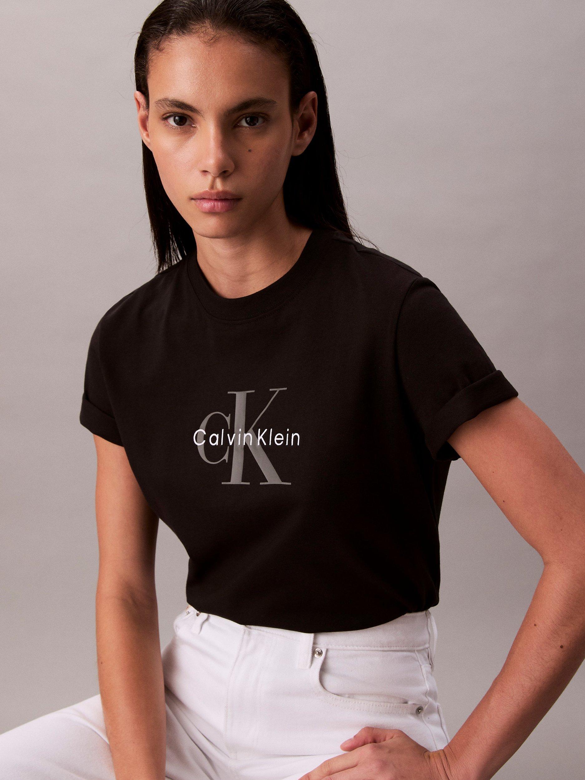 Product image 3 of 6, which shows Calvin Klein Hero Monogram Logo T-Shirt, Black, XXXS