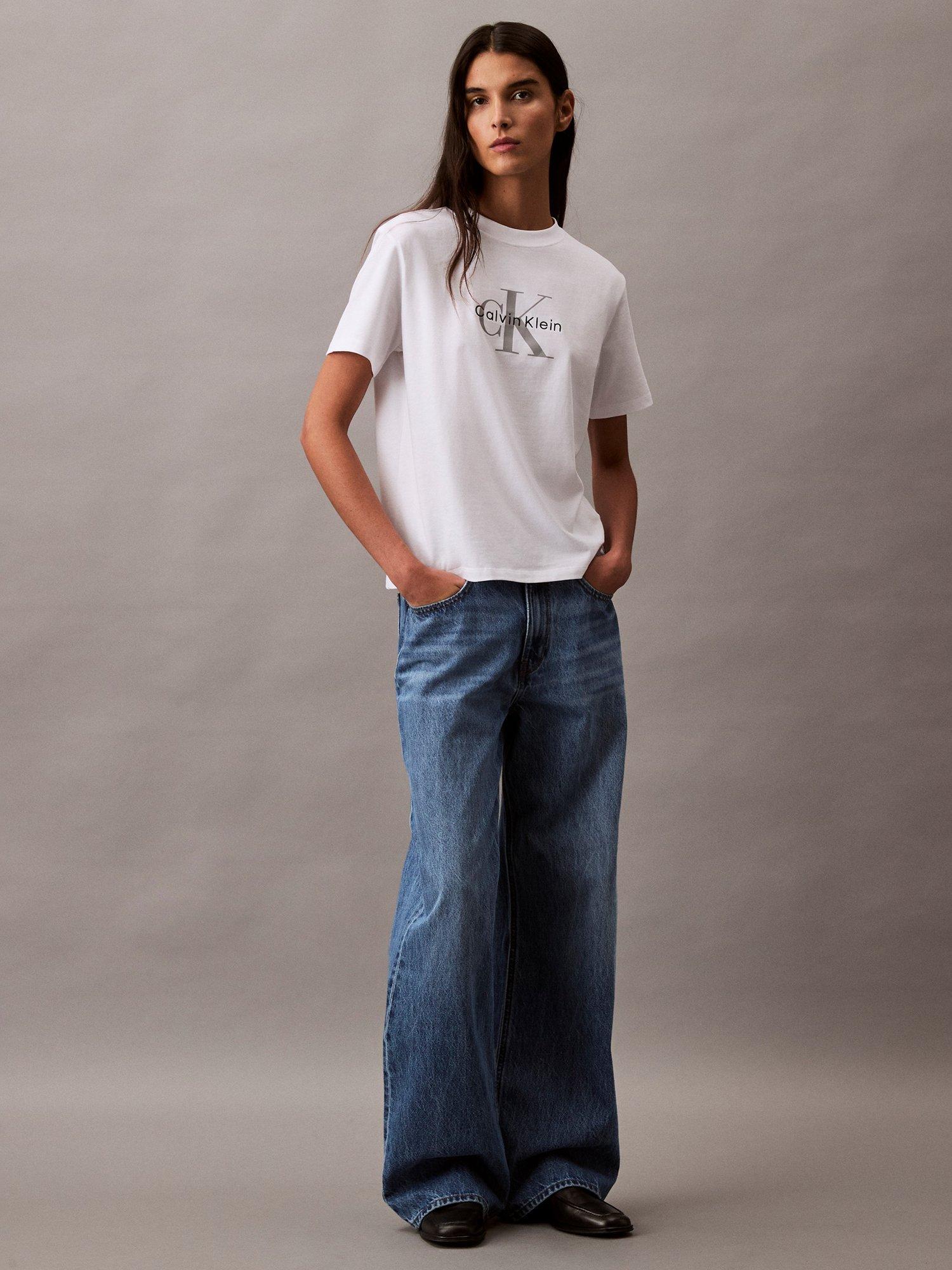 Product image 4 of 6, which shows Calvin Klein Hero Monogram Logo T-Shirt, Bright White, XXXS