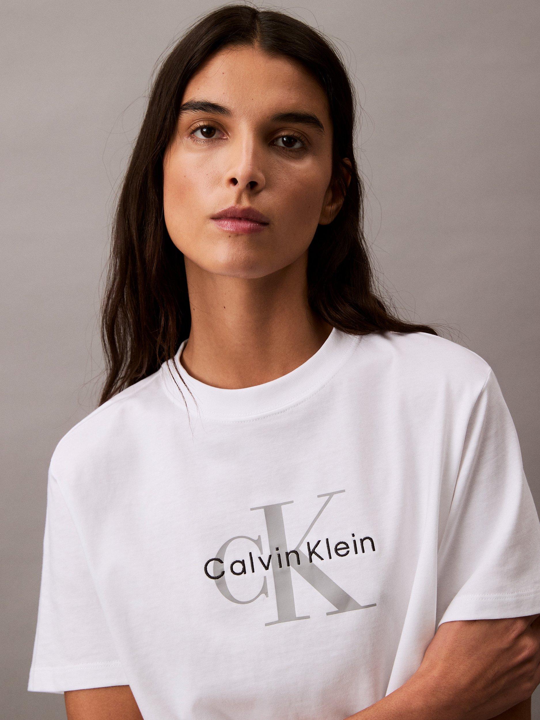 Product image 5 of 6, which shows Calvin Klein Hero Monogram Logo T-Shirt, Bright White, XXXS