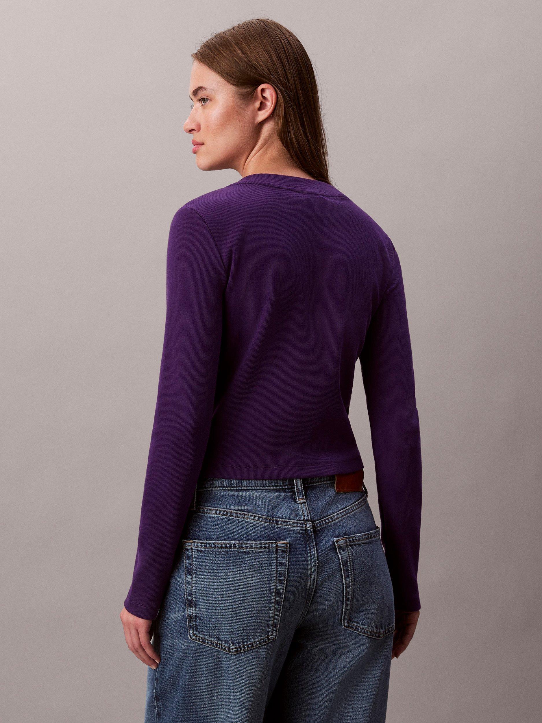 Product image 5 of 6, which shows Calvin Klein Monogram Logo Long Sleeve Baby Top, Acai, XXS