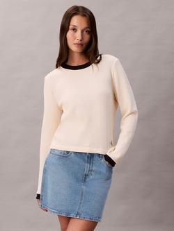 Calvin Klein Colour Block Waffle Top, Shortbread, Shortbread