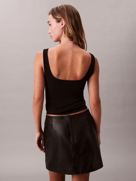 Calvin Klein Monogram Logo Scoop Neck Top - view 2, Black