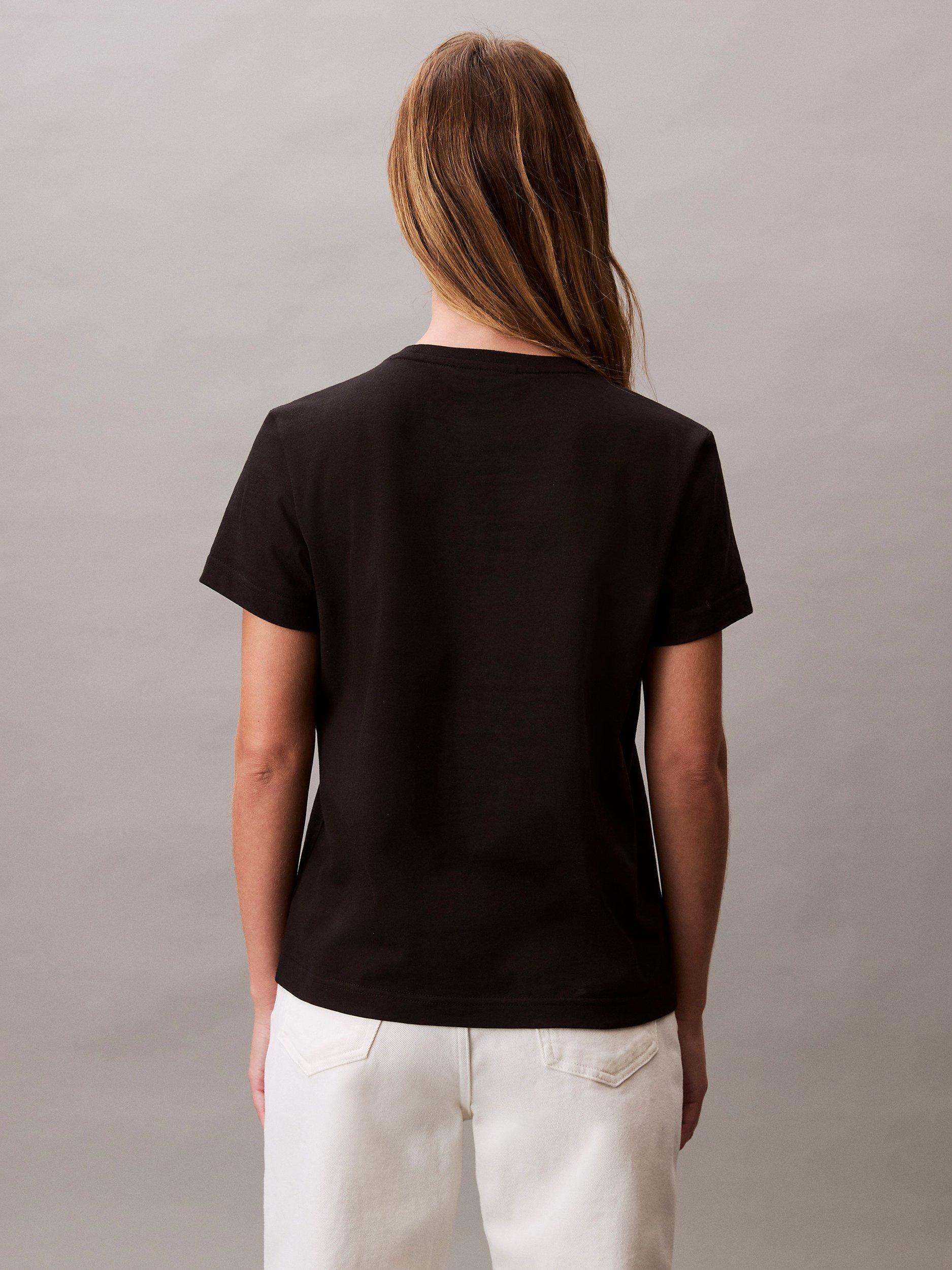 Product image 4 of 7, which shows Calvin Klein Monogram Logo Crew Neck T-Shirt, Black, XXS