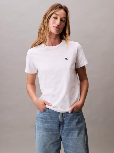 Calvin Klein Monogram Logo Crew Neck T-Shirt - view 2, Bright White
