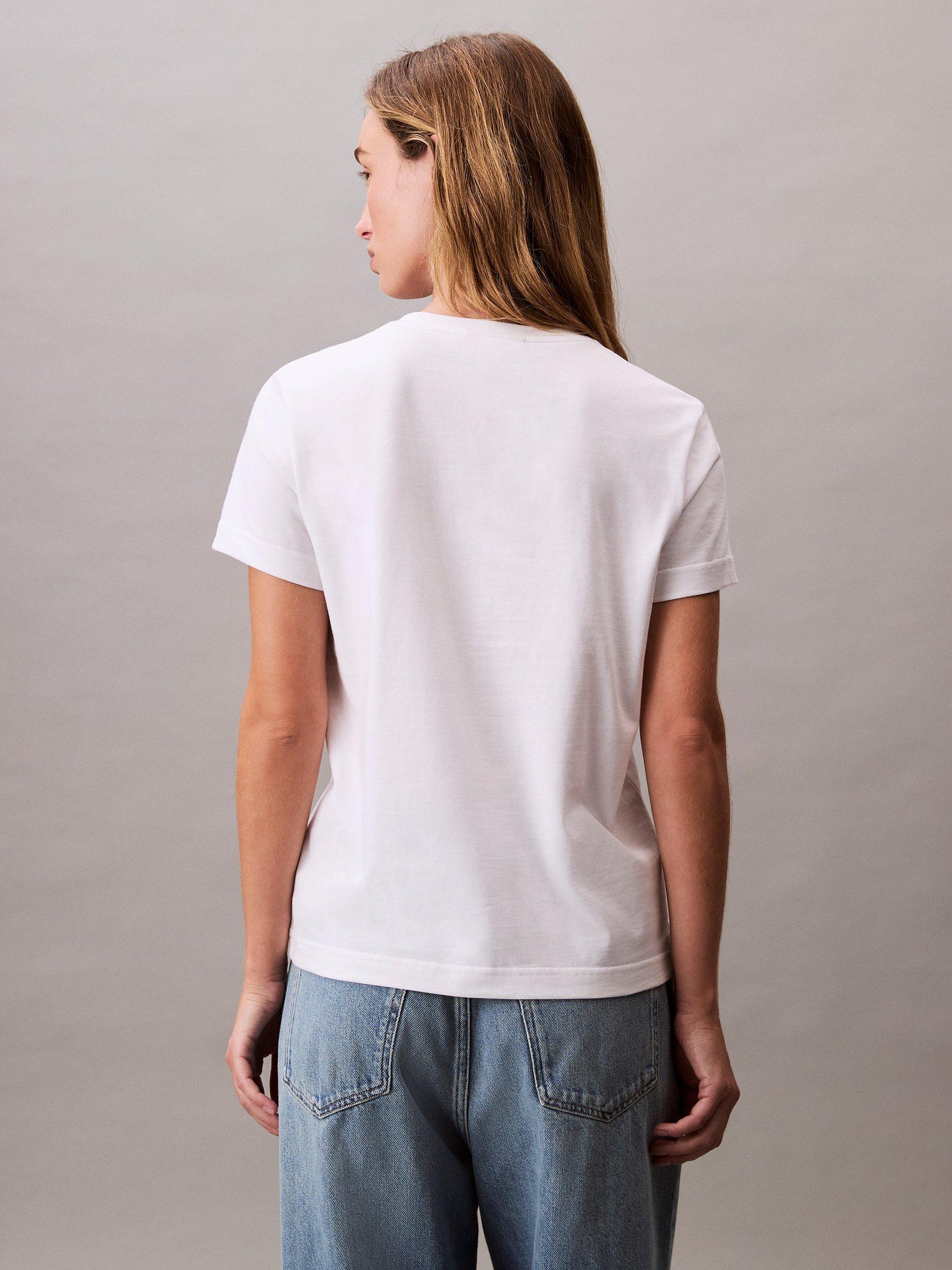 Product image 4 of 6, which shows Calvin Klein Monogram Logo Crew Neck T-Shirt, Bright White, XXS