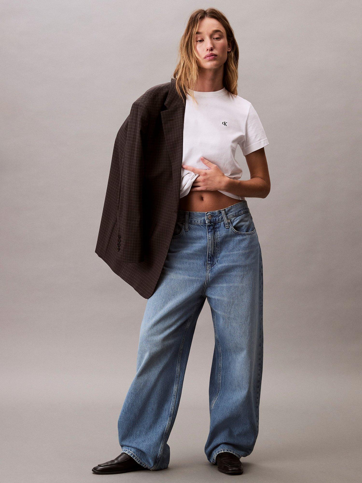 Product image 5 of 6, which shows Calvin Klein Monogram Logo Crew Neck T-Shirt, Bright White, XXS