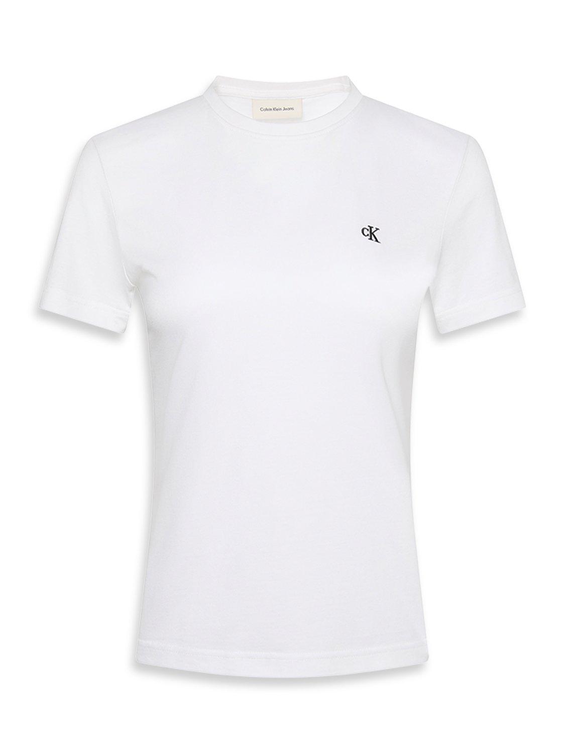 Product image 6 of 6, which shows Calvin Klein Monogram Logo Crew Neck T-Shirt, Bright White, XXS