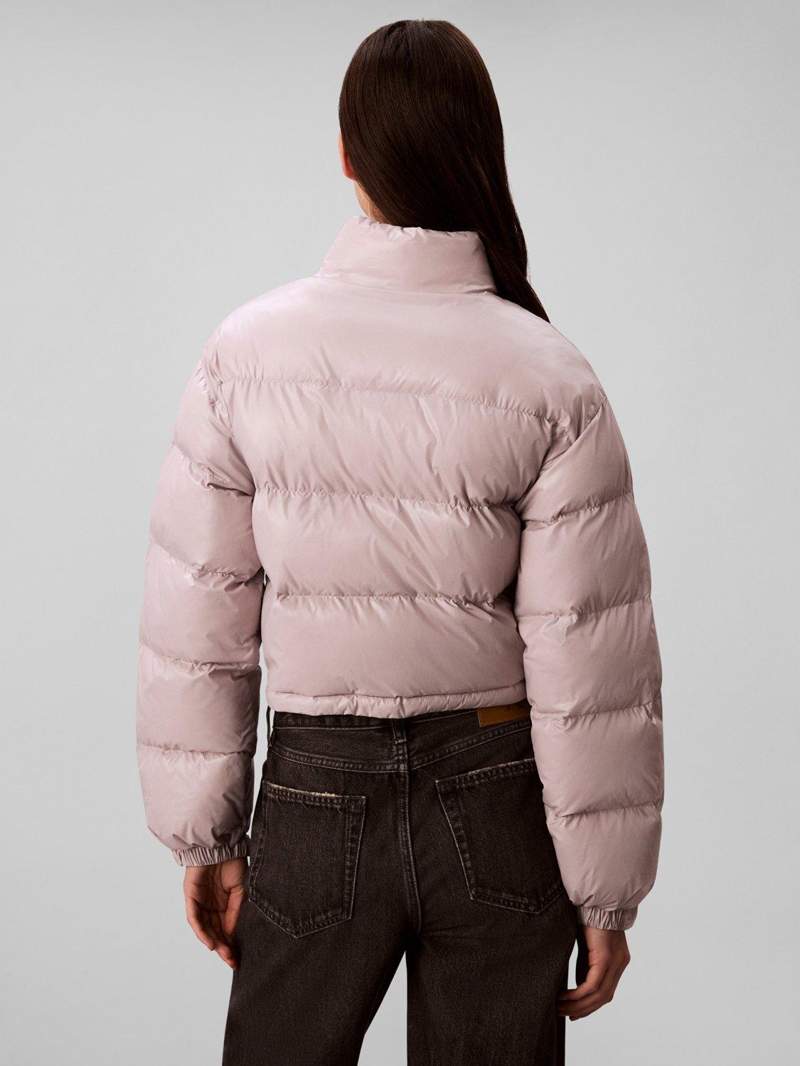 Product image 2 of 6, which shows Calvin Klein Shine Crop Puffer Jacket, Gull Gray, XXS