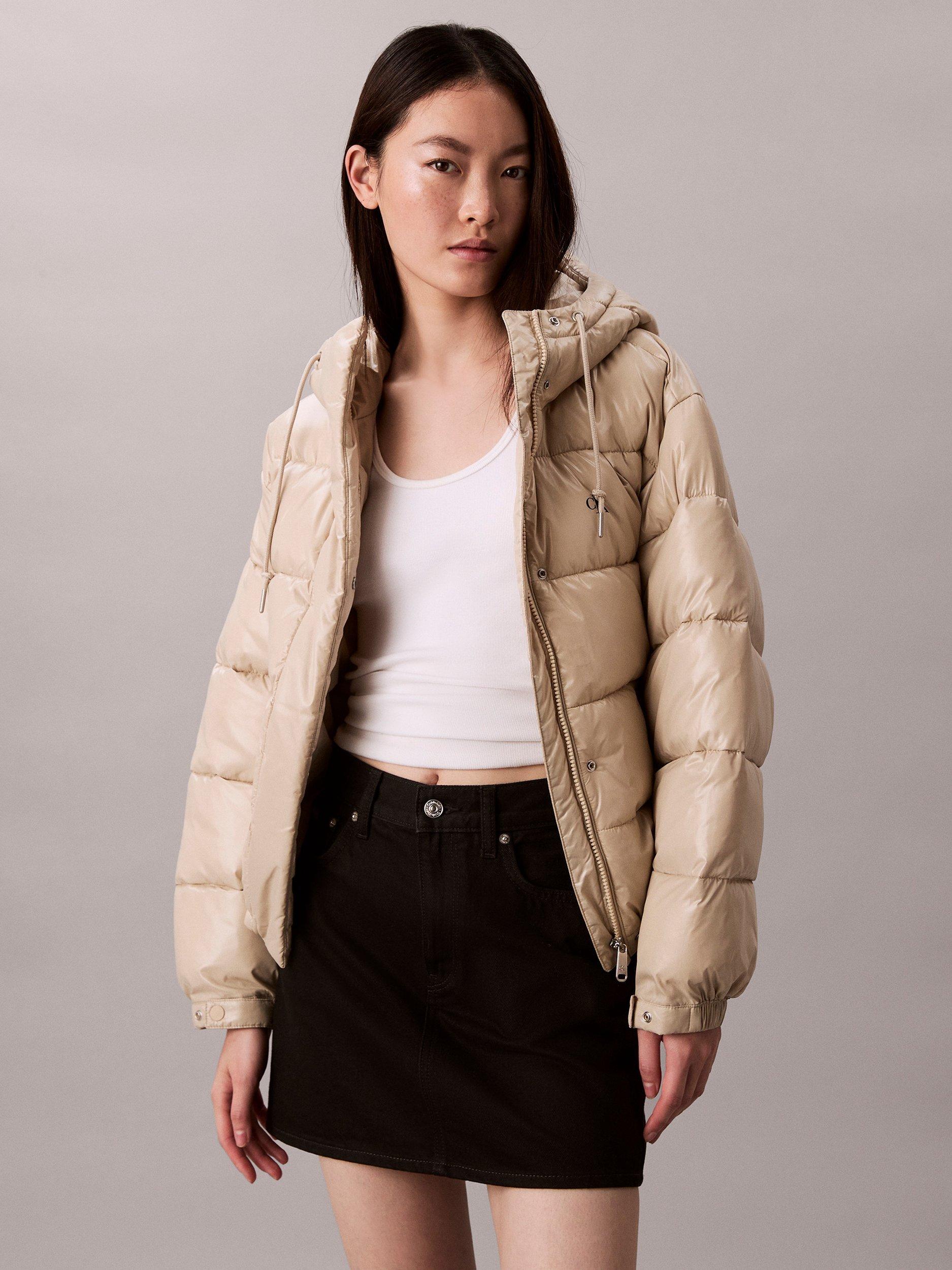 Calvin Klein High Shine Hooded Puffer Jacket, Island Fossil