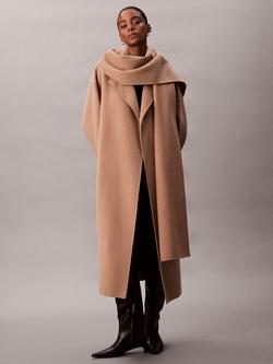 Calvin Klein Wool Blend Scarf Coat, Amphora, Amphora