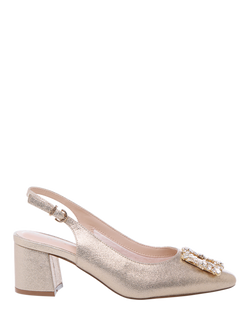 Paradox London Floris Wide Fit Slingback Court Shoes, Champagne