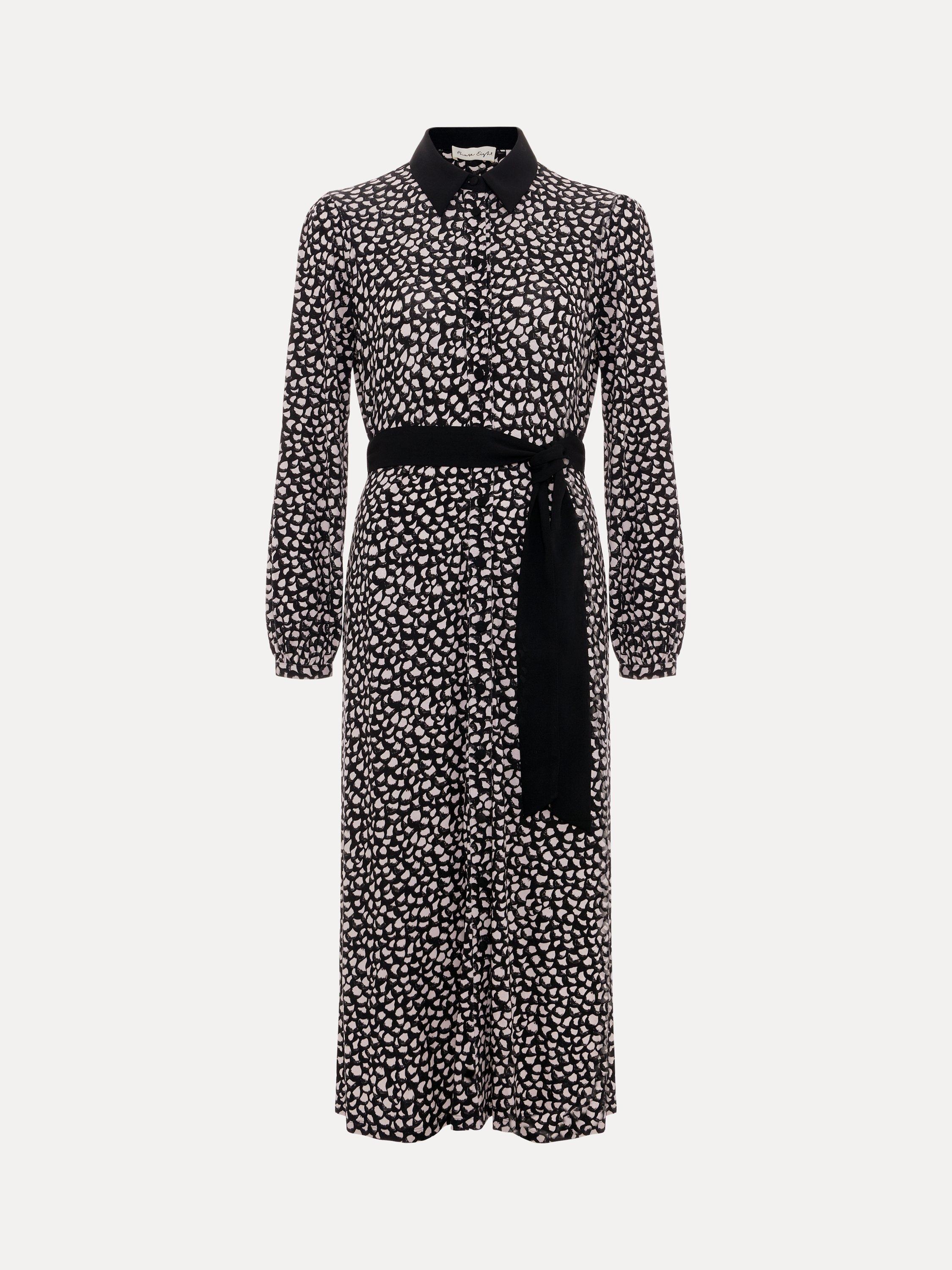 Product image 5 of 9, which shows Phase Eight Florence Shirt Dress, Black/White, 6