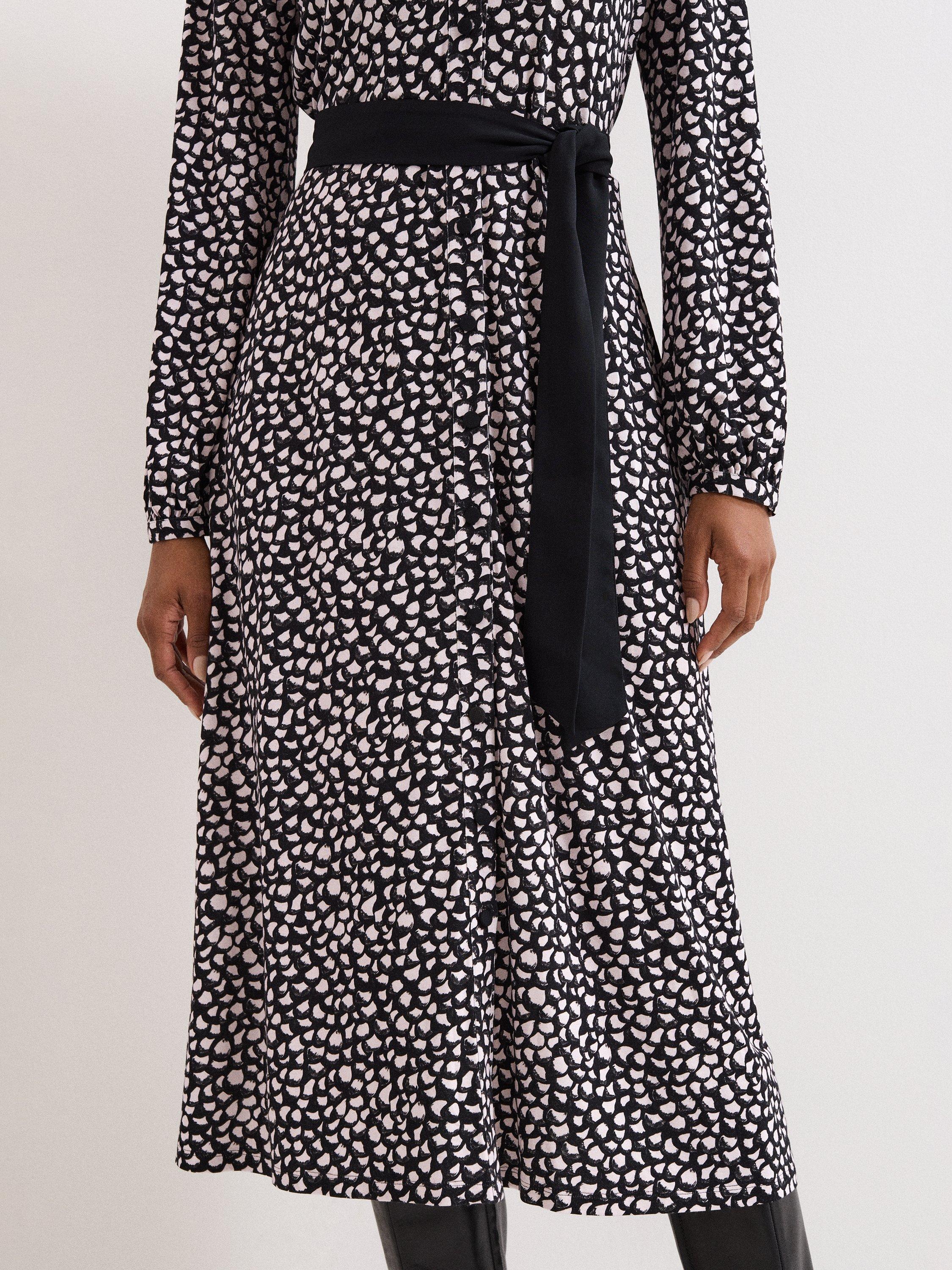 Product image 8 of 9, which shows Phase Eight Florence Shirt Dress, Black/White, 6