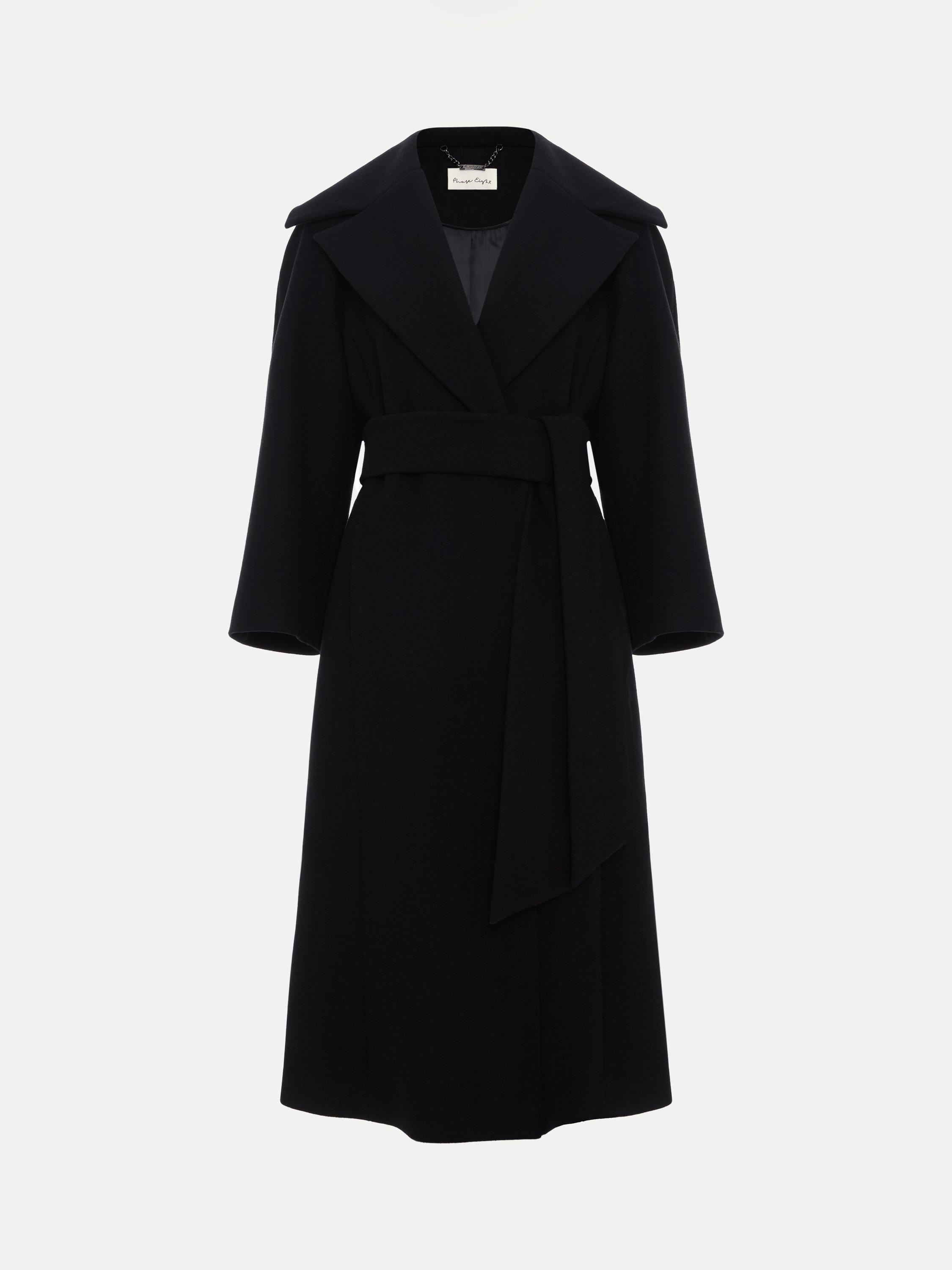Product image 4 of 8, which shows Phase Eight Annabel Collar Wool Rich Coat, Black, 10