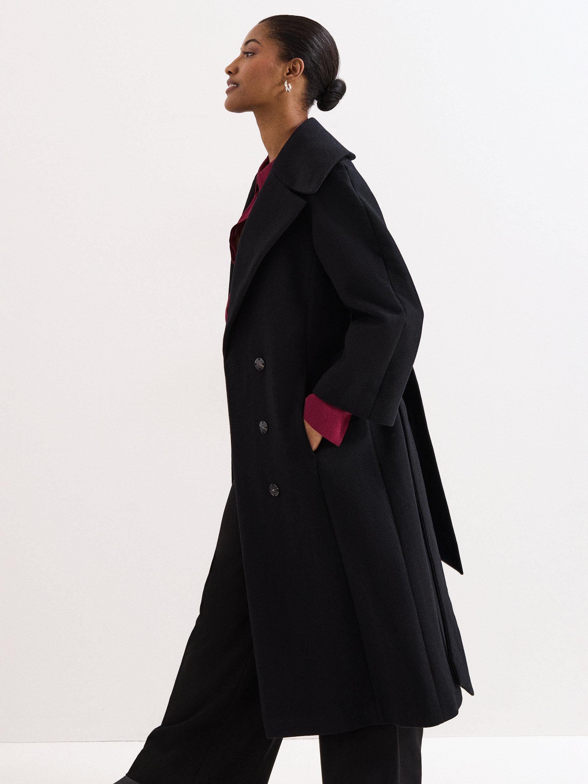 Product image 6 of 8, which shows Phase Eight Annabel Collar Wool Rich Coat, Black, 10
